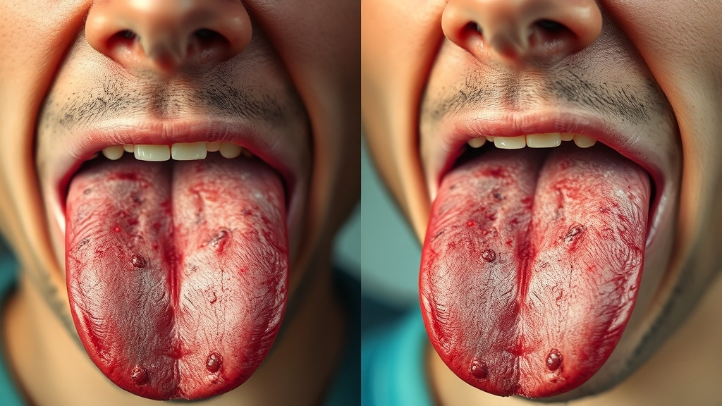 혓바늘 vs 구내염, 뭐가 다를까? (realistic 스타일)