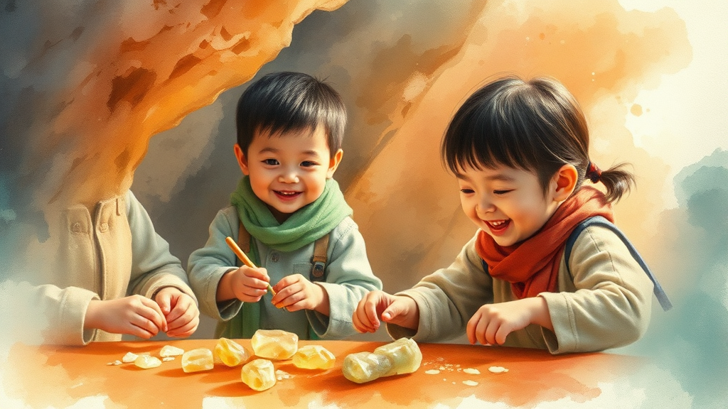 아이와 함께 즐기는 활옥동굴 체험 프로그램 (watercolor 스타일)