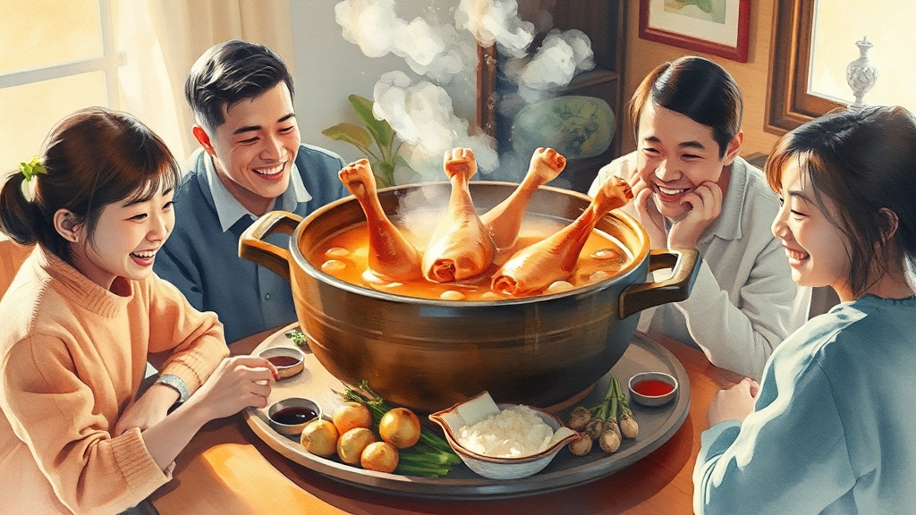 집에서 즐기는 삼계탕 레시피 (watercolor 스타일)