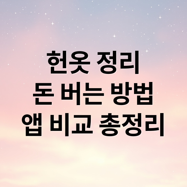 헌옷 정리
돈 버는 방법
앱 비교 총정리 (헌옷 수거 어플 추천)