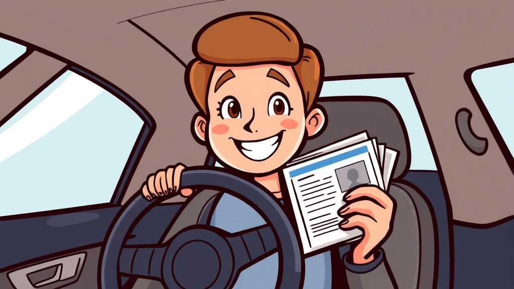 운전면허 지원금 신청 시 필요한 서류와 절차 (cartoon 스타일)