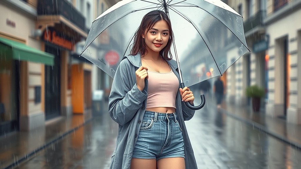 장마철 스타일, 포기하지 마세요! (realistic 스타일)