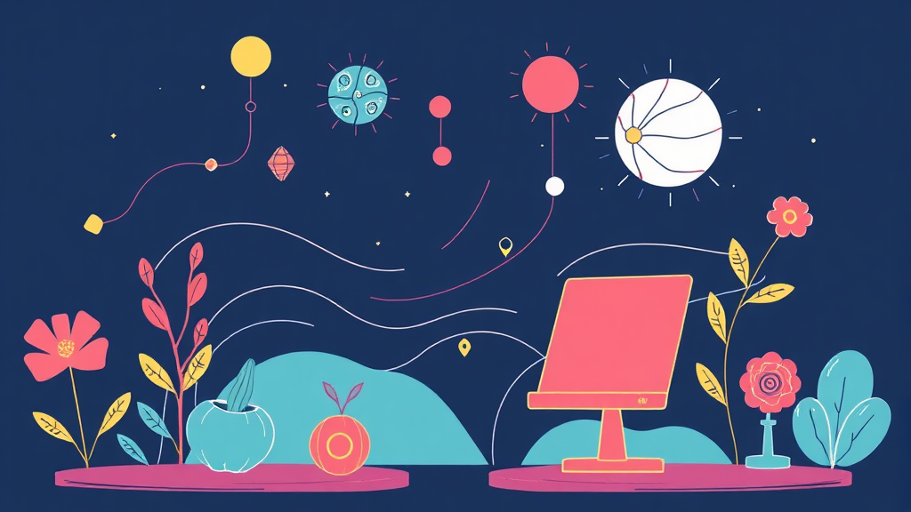 바이브 코딩의 핵심 기능: 대화형 웹 앱 개발부터 디자인 자동화까지 (illustration 스타일)