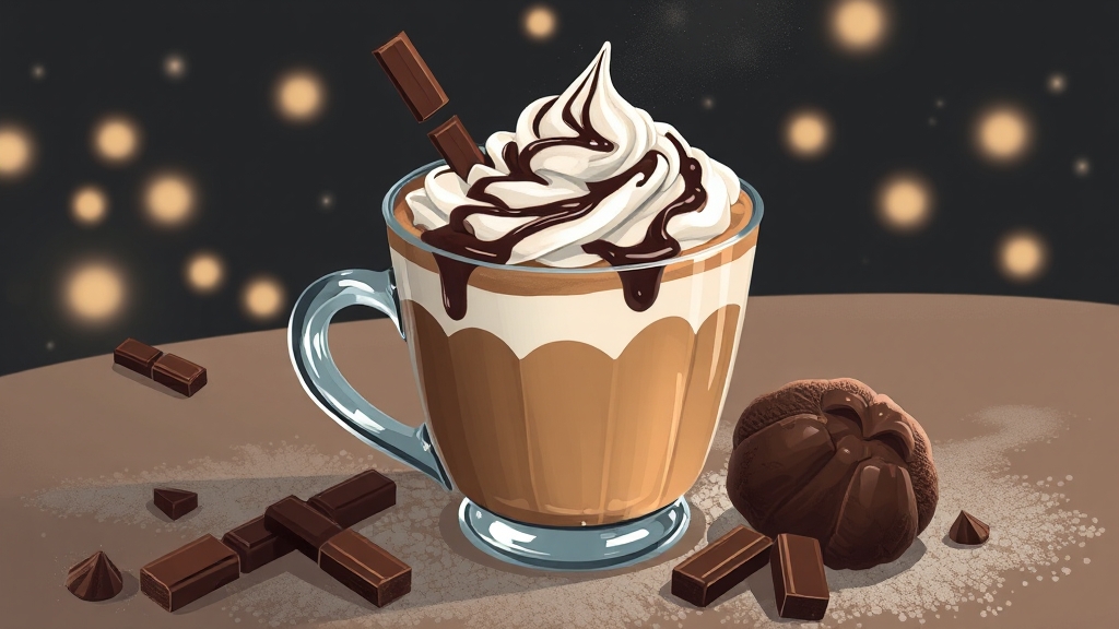 부여 밤 생초콜릿 라떼 (illustration 스타일)