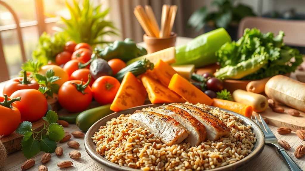 균형 잡힌 식단 구성법 (realistic 스타일)