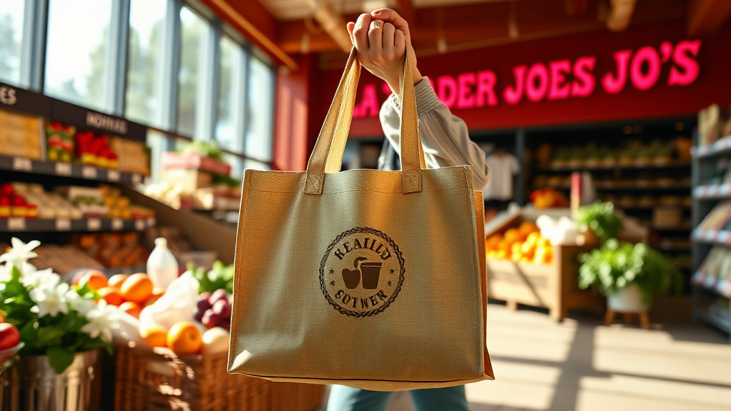 트레이더 조 에코백 구매 가이드 및 팁 (realistic 스타일)