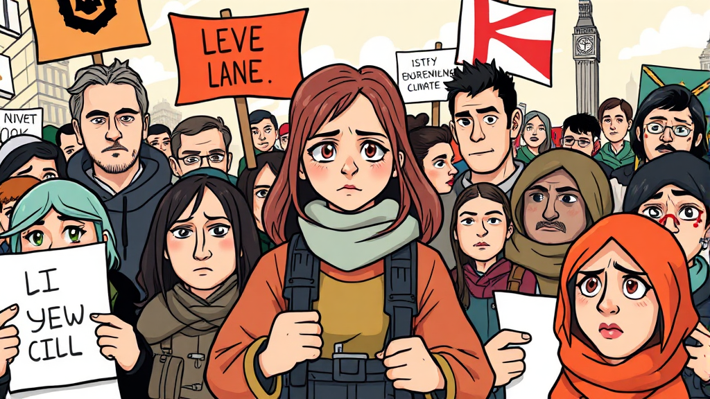 기후 시위 중 그레타 툰베리 체포 (cartoon 스타일)