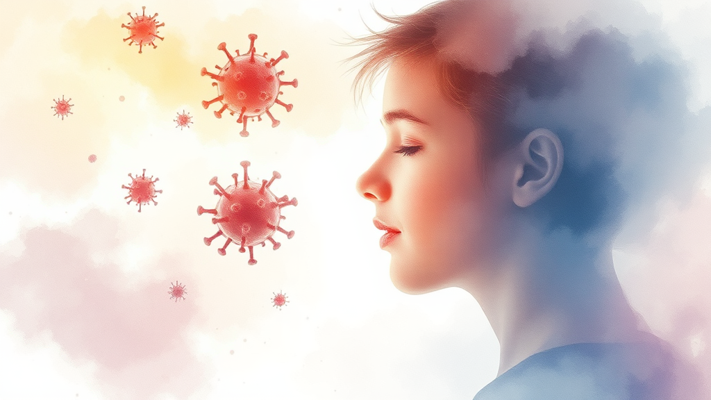 코막힘의 다양한 원인: 감기부터 비염까지 (watercolor 스타일)