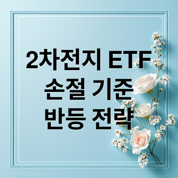 2차전지 ETF
손절 기준
반등 전략 (2차전지 ETF 손절 기준)