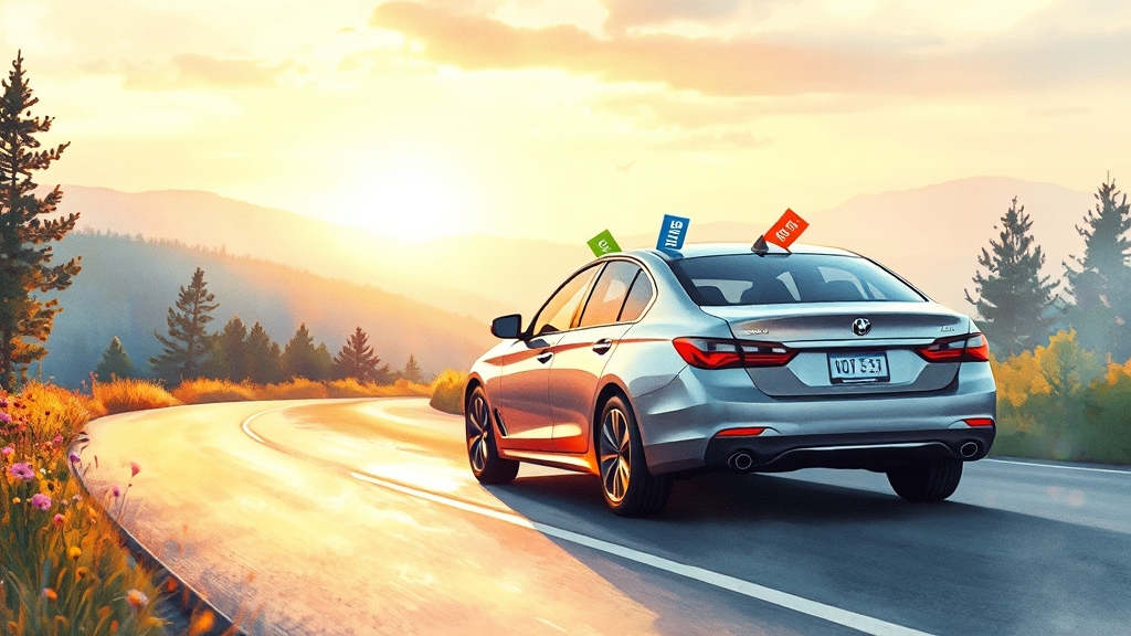 주행 거리 할인, T맵 특약 활용 (watercolor 스타일)