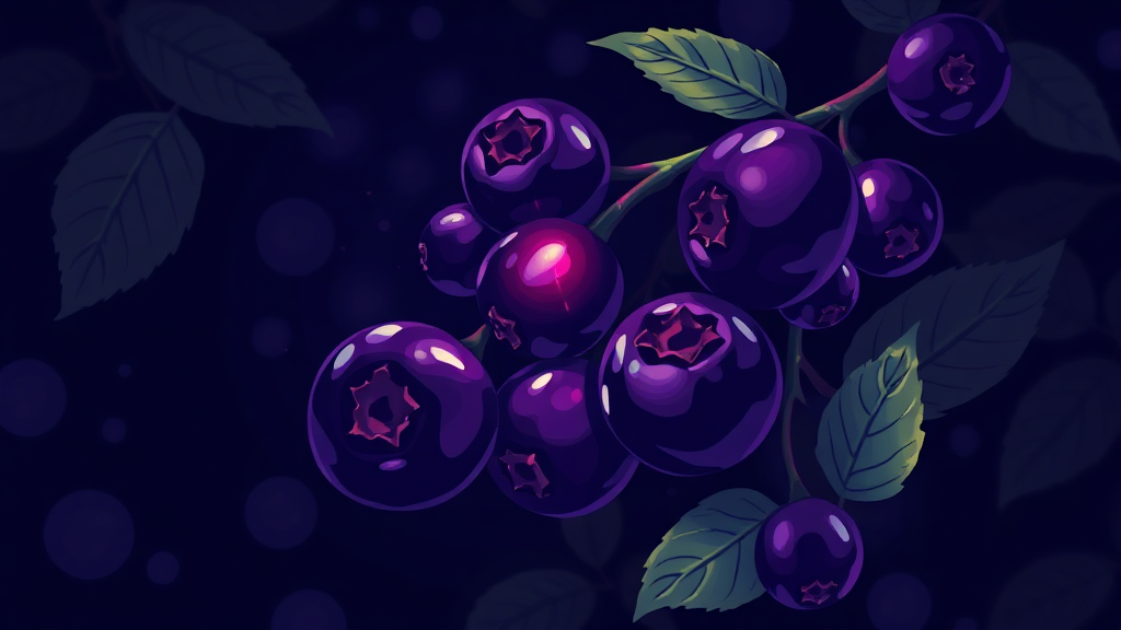 빌베리 효능: 피로 완화, 시력 개선 (illustration 스타일)