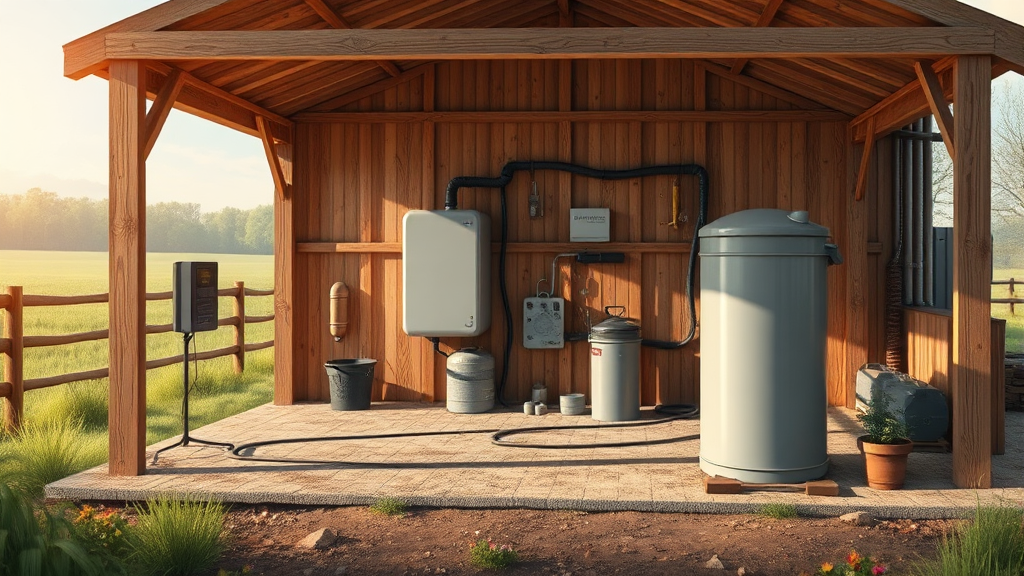 농막, 어디까지 허용될까? (전기, 수도, 정화조, 숙박) (realistic 스타일)