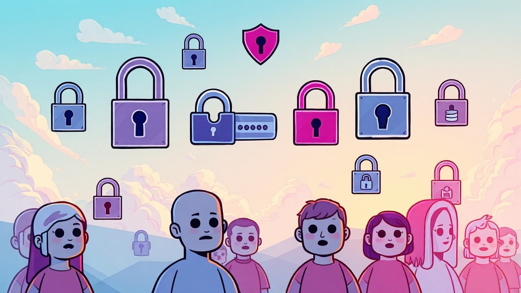 계정 보안 강화 실천법 (cartoon 스타일)