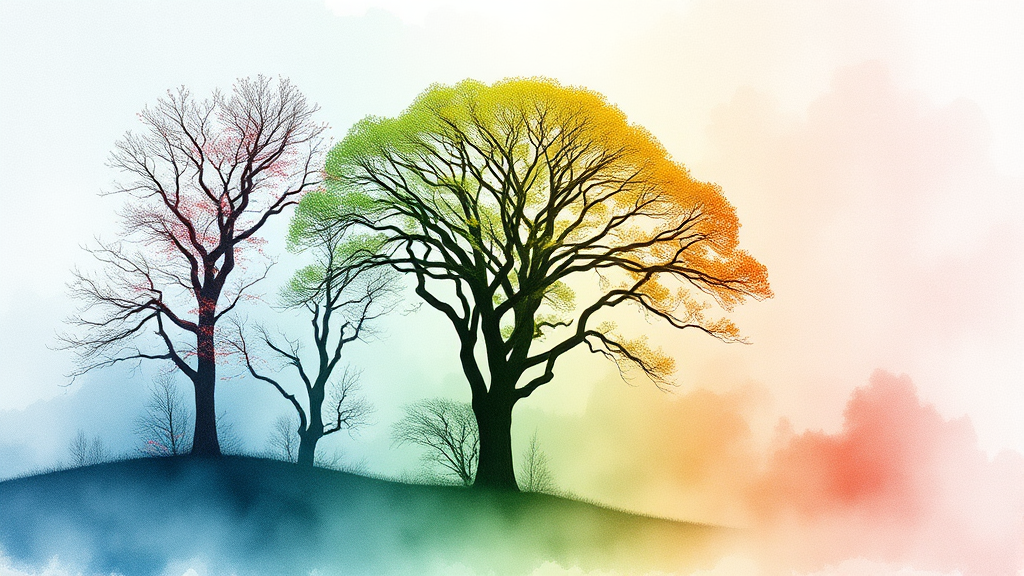 과거 폭락 사례로 보는 비트코인 시장의 주기 (watercolor 스타일)