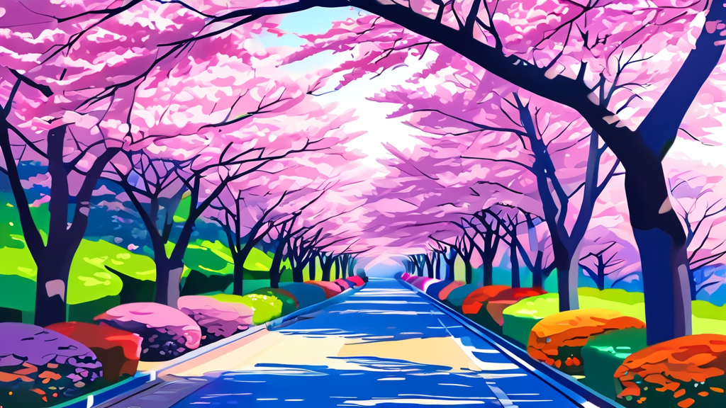 벚꽃 개화 시기 예측 및 최적 방문 시기 (cartoon 스타일)