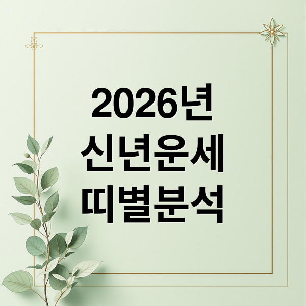 2026년
신년운세
띠별분석 (2026년 신년운세 무료)