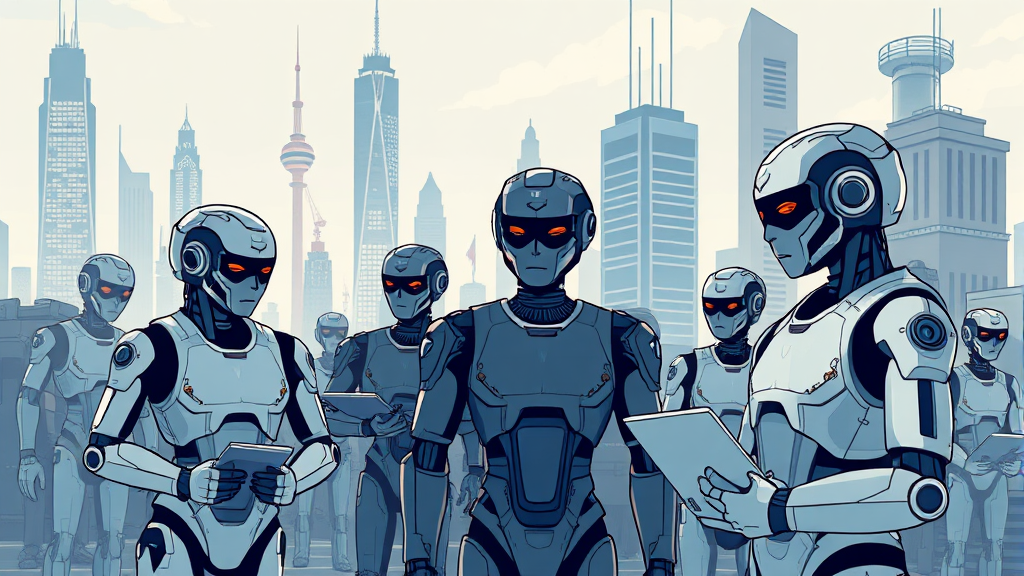 2030년 휴머노이드 로봇: 미래 시장의 거대한 변화 (illustration 스타일)