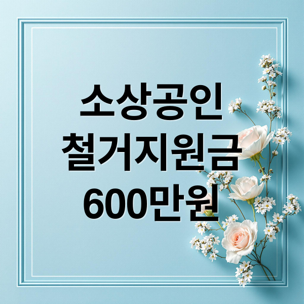 소상공인
철거지원금
600만원 (소상공인 철거지원금)