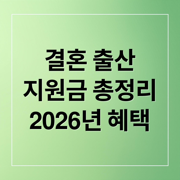 결혼 출산
지원금 총정리
2026년 혜택 (결혼 출산 지원금)