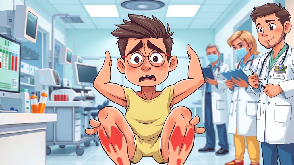 반복되는 경련, 병원 방문 (cartoon 스타일)