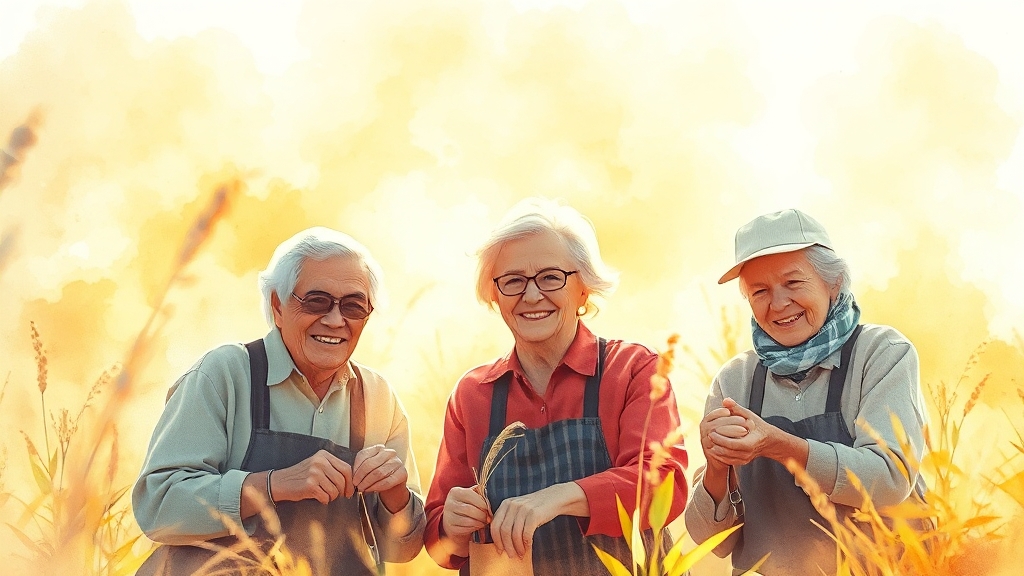 노인일자리 지원금 및 급여 (watercolor 스타일)