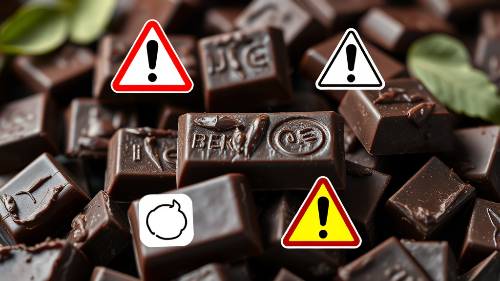 다크초콜릿, 맛있게 즐기기 위한 주의사항과 잠재적 부작용 (realistic 스타일)