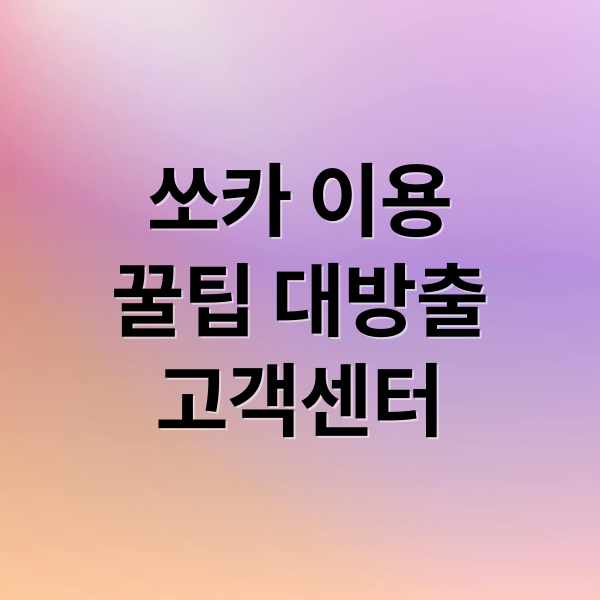 쏘카 이용
꿀팁 대방출
고객센터 (쏘카 고객센터 전화번호 위치 이용방법)