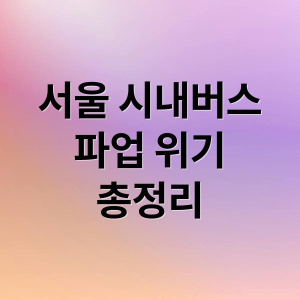 서울 시내버스
파업 위기
총정리 (26년 1월 서울 시내버스 파업 예정)