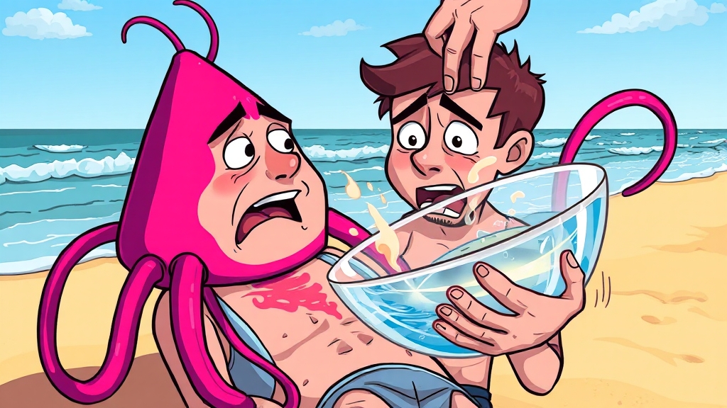 고깔해파리 주의보 (cartoon 스타일)