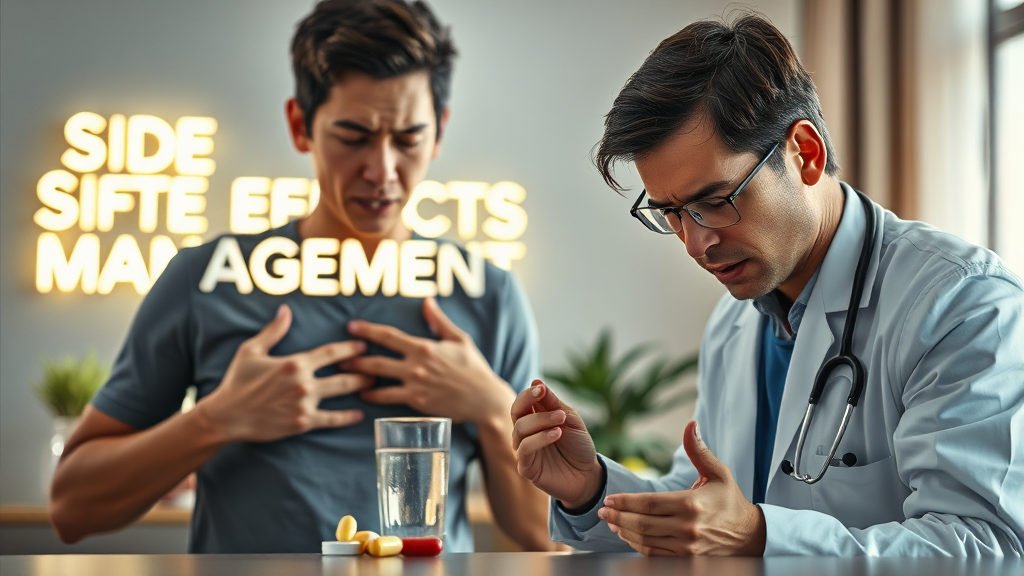 위고비 알약 부작용 및 관리법 (realistic 스타일)