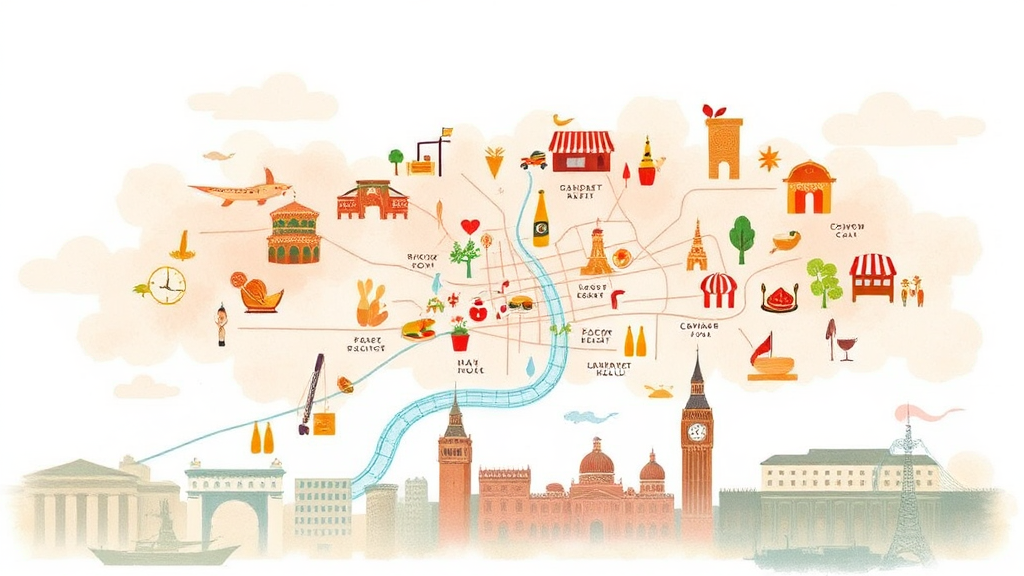 식당 위치 및 정보 (watercolor 스타일)