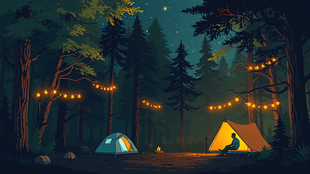 캠핑 사이트별 특징 비교 (illustration 스타일)