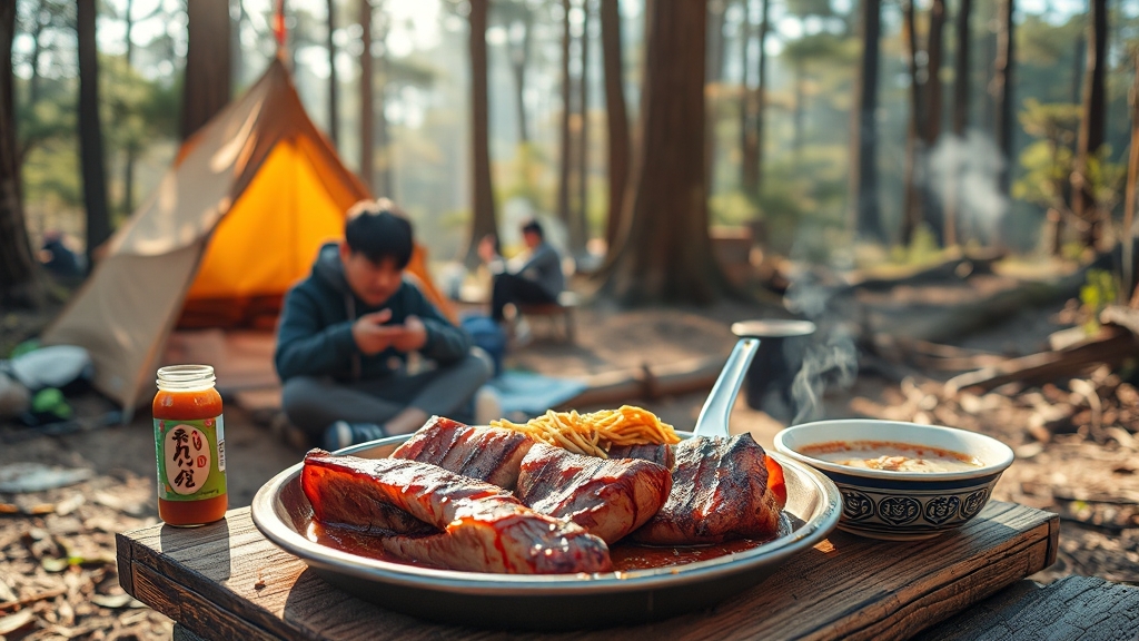 캠핑 준비물 & 추천 식단 (realistic 스타일)