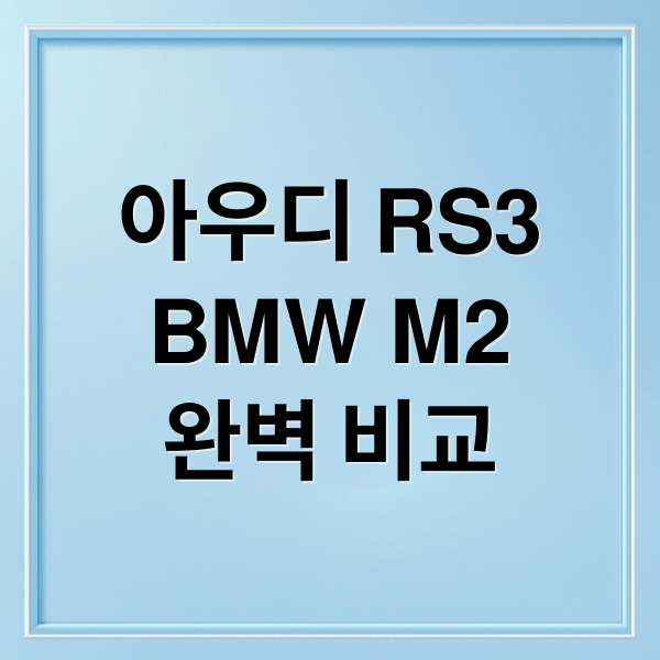 아우디 RS3
BMW M2
완벽 비교 (2026 아우디 RS3 BMW M2 비교)