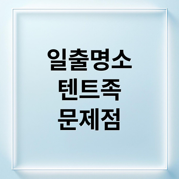일출명소
텐트족
문제점 (일출 명소 텐트족 문제)