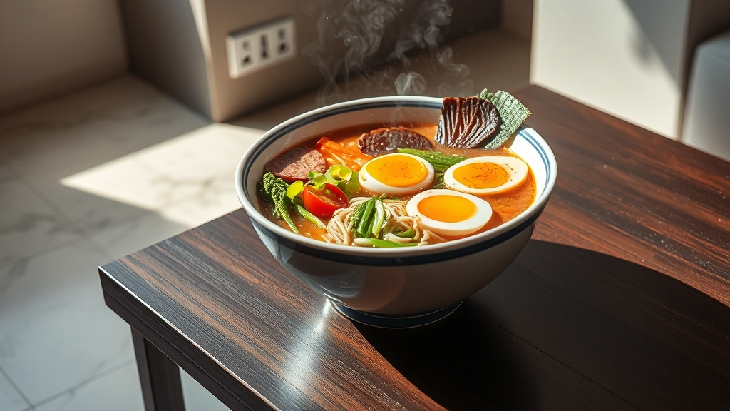 라면과 혈당 관리법 (realistic 스타일)