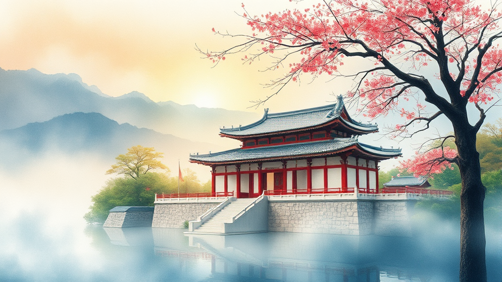 선암사 역사와 사계: 사찰의 깊이와 매력 (watercolor 스타일)