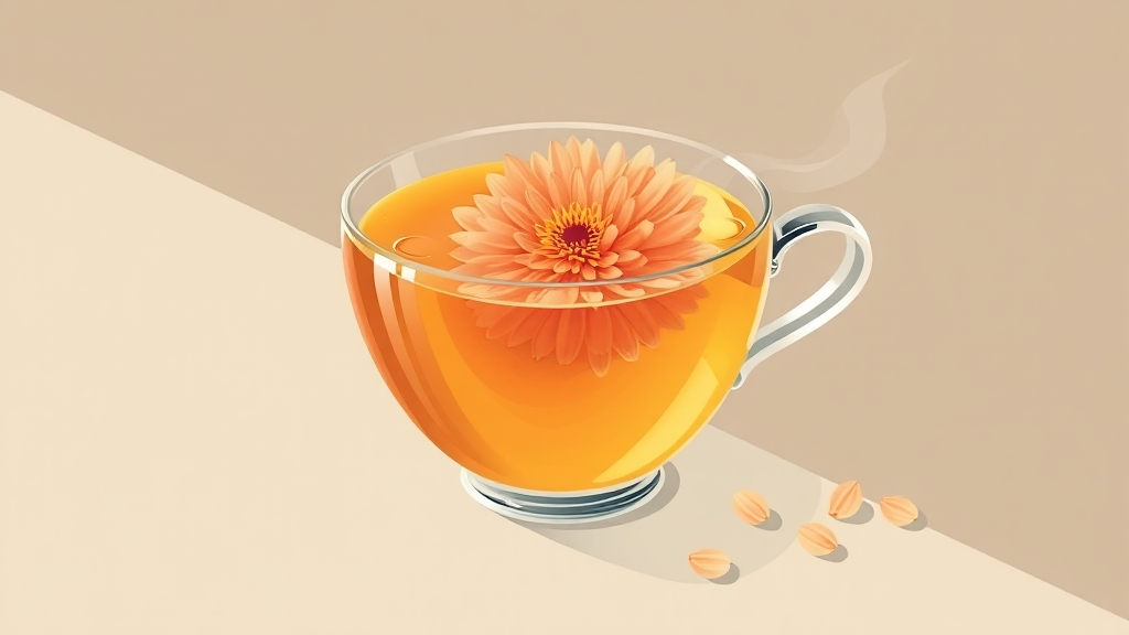 국화차, 치매 예방 핵심 연결고리 (illustration 스타일)