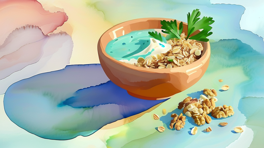 건강한 식단 구성: 귀리, 견과류, 생선 등 핵심 식품 활용법 (watercolor 스타일)