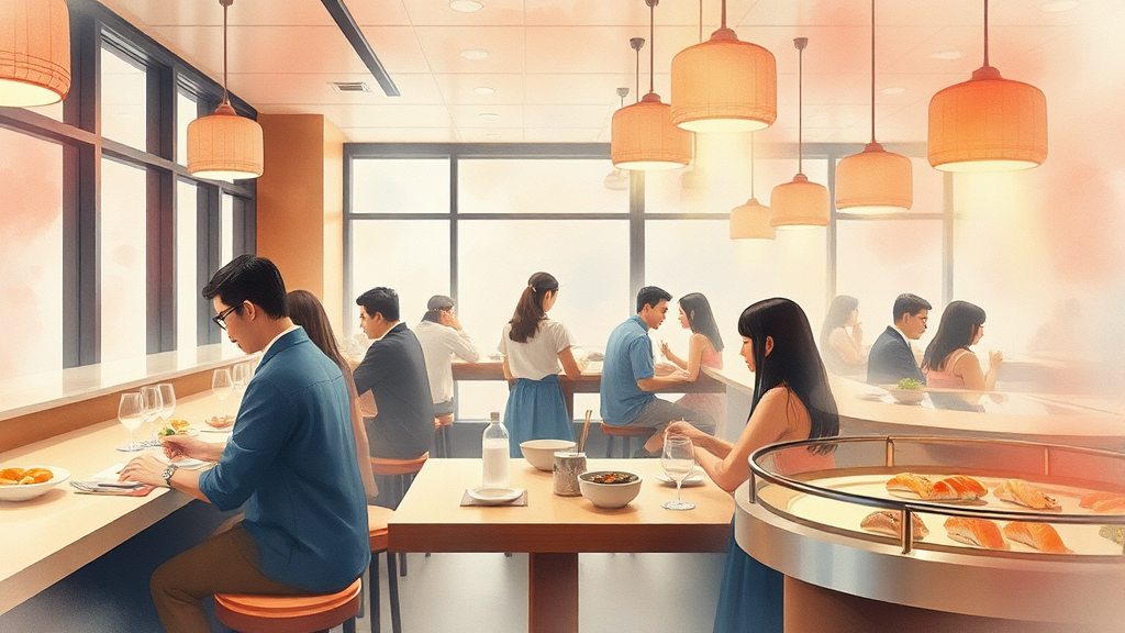 매장 분위기: 혼밥도 데이트도 OK! (watercolor 스타일)