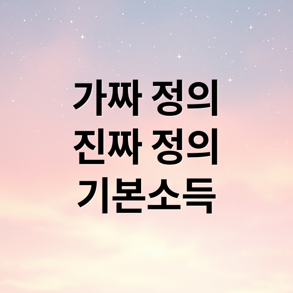 가짜 정의
진짜 정의
기본소득 (가짜 정의 열광 기본소득)