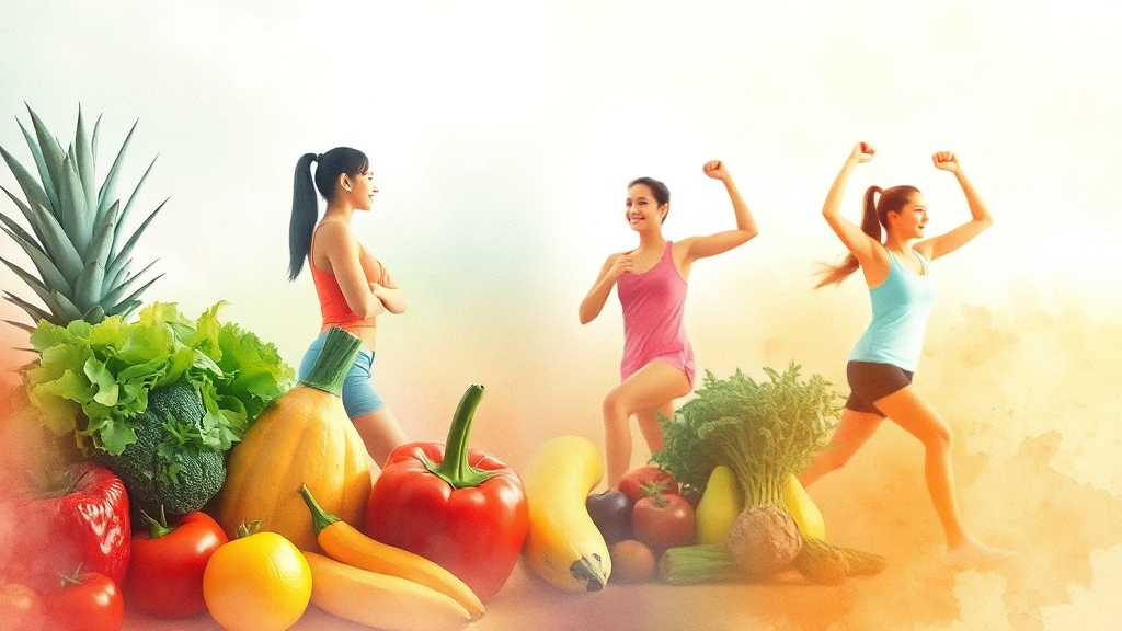 균형 잡힌 식단과 건강한 습관 (watercolor 스타일)