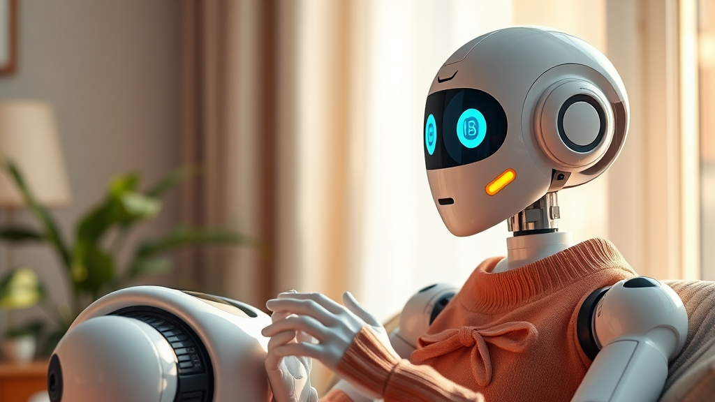 돌봄로봇의 핵심 기능: 건강 모니터링부터 정서적 교감까지 (realistic 스타일)