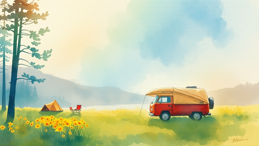 차박 캠핑 장소 선정 가이드 (watercolor 스타일)