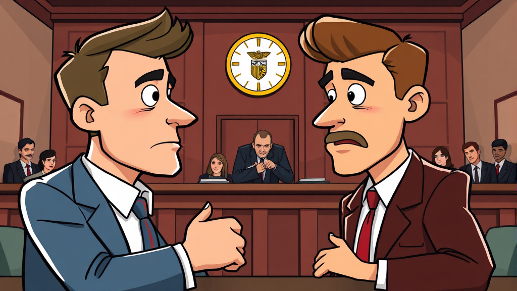 현재 상황 및 향후 법적 공방 전망 (cartoon 스타일)