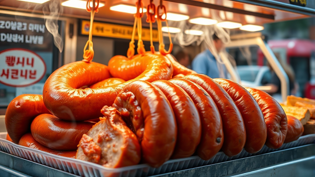 순대 구성 및 맛 평가 (realistic 스타일)