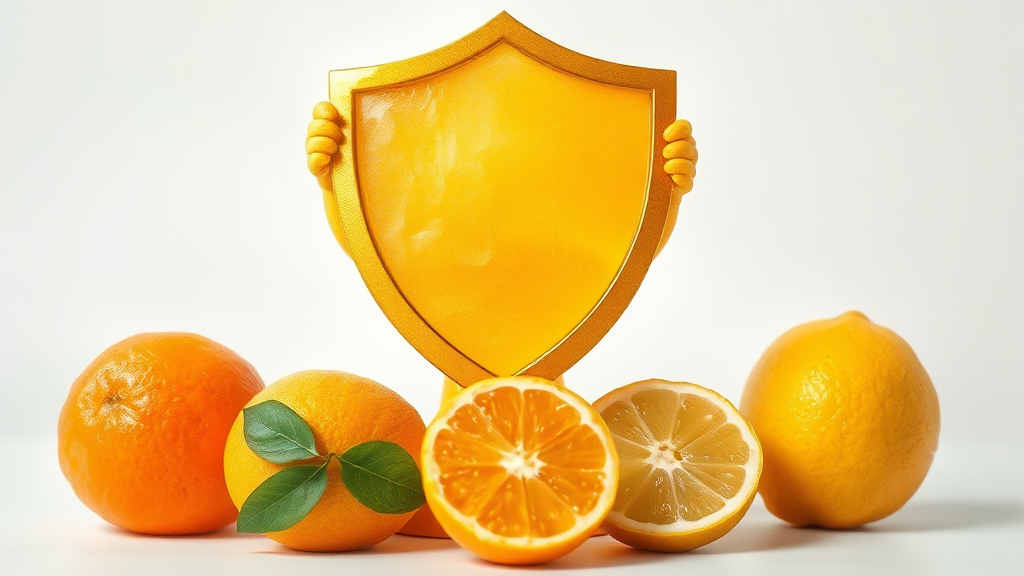 비타민 C, 면역력 강화 핵심 (watercolor 스타일)