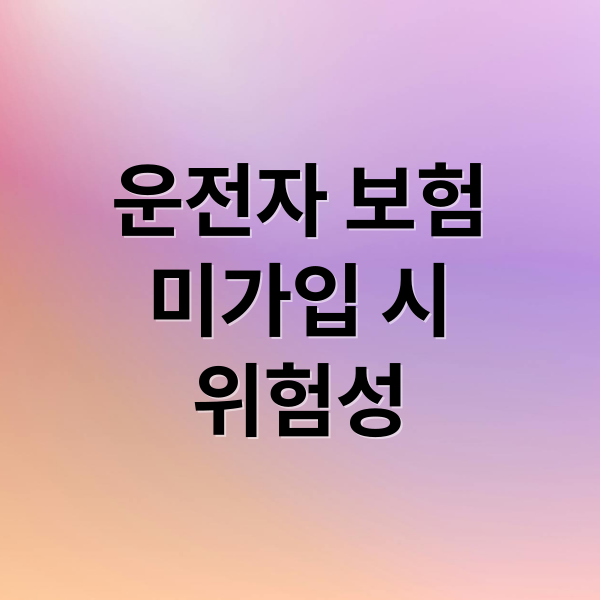 운전자 보험
미가입 시
위험성 (운전자 보험 미가입 사고 리스크)