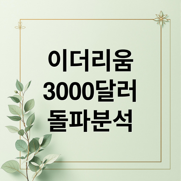 이더리움
3000달러
돌파분석 (이더리움 3000달러 온체인)