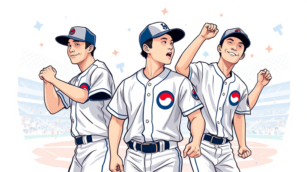 17년 만의 8강 진출: 한국 야구의 새로운 희망 (illustration 스타일)